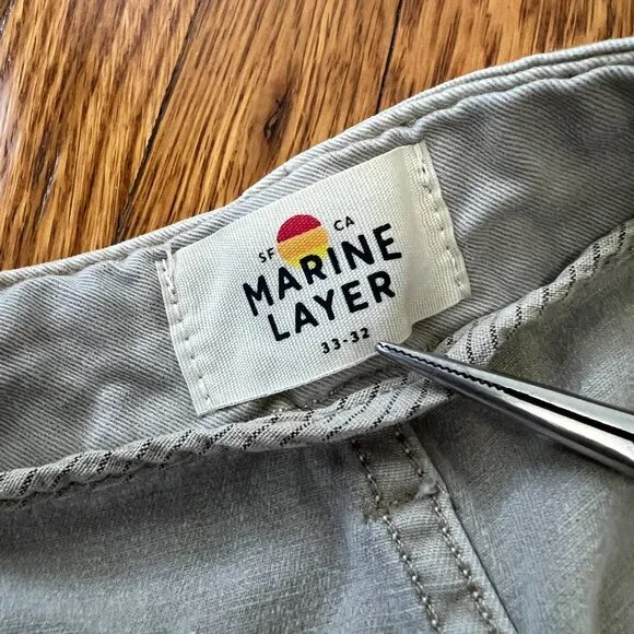 Marine Layer Taupe/Beige Relaxed Twill Cotton-Blend Field Pants - Men's 34x31 - Picture 4 of 7